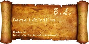 Berta Lóránt névjegykártya