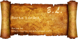Berta Lóránt névjegykártya